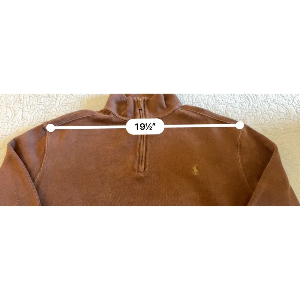 Polo Ralph Lauren Mens Large Long Sleeve 1/4 Zip Pullover Dark Brown Sweater